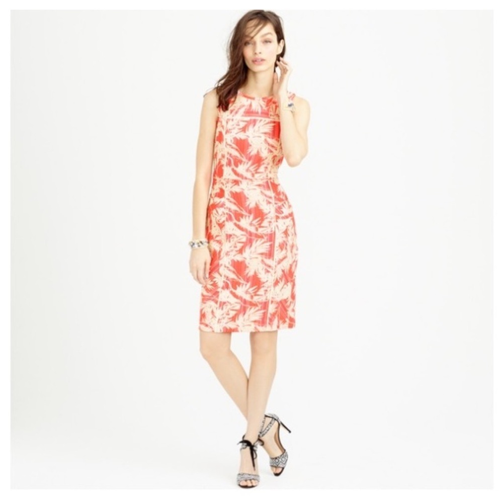 J. Crew Sun-Faded Tropical Sheath dress Pinky Coral
